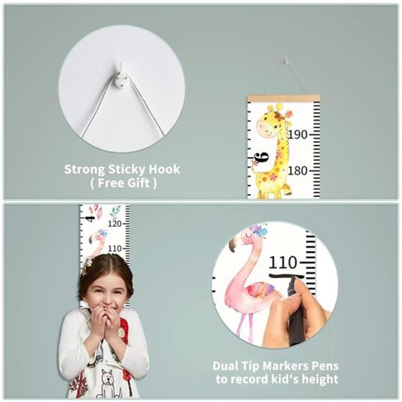 Growth Chart for Kids Roll-up Height Chart for Boys Girls Fabric Canvas 79"x7.9" - Picture 6 of 6